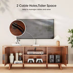 Curved Edge TV Stand Walnut Finish Media Console for 65 Inch TV Modern Fluted Door Credenza with Storage Mid Century Living Room Furniture