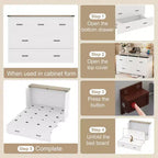Queen-Size faltbares Plattformbett mit Schrank und Ladestation – Aufbewahrung, Gästezimmer, Weiß