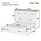 Queen-Size faltbares Plattformbett mit Schrank und Ladestation – Aufbewahrung, Gästezimmer, Weiß
