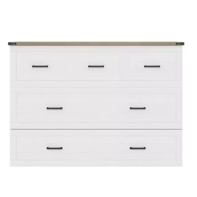 Queen-Size faltbares Plattformbett mit Schrank und Ladestation – Aufbewahrung, Gästezimmer, Weiß