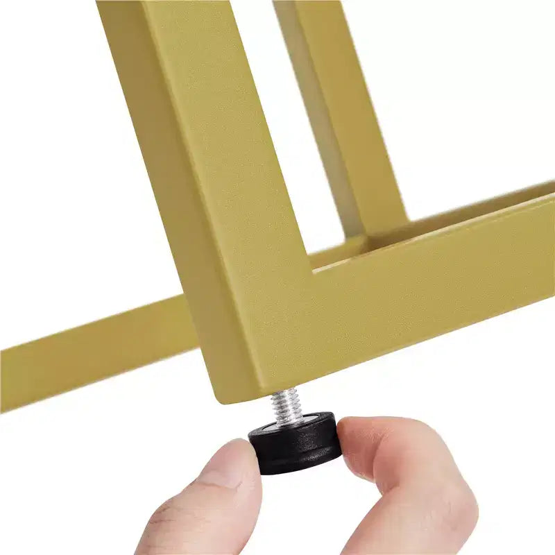Mesa de centro moderna de vidrio templado con estante abierto – marco dorado, sala