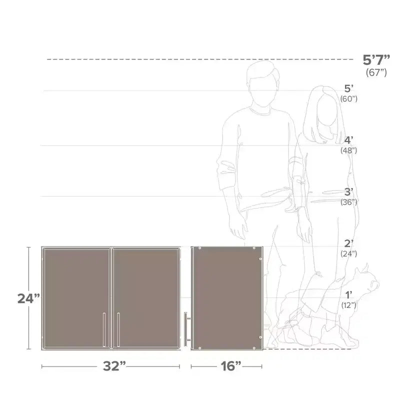 32" Elite stapelbare wandkast – ruimtebesparende opbergoplossing