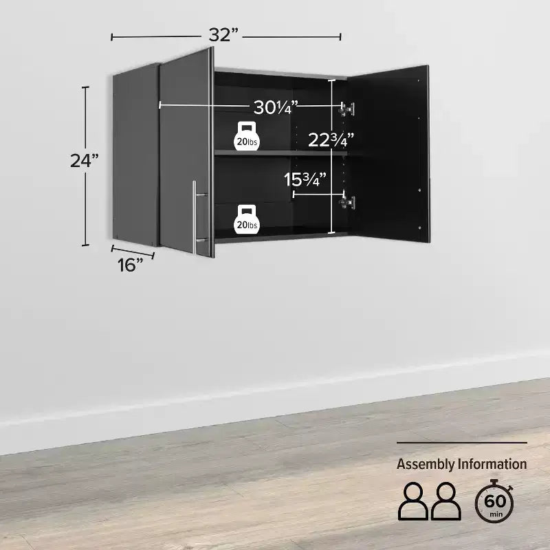 32" Elite stapelbare wandkast – ruimtebesparende opbergoplossing