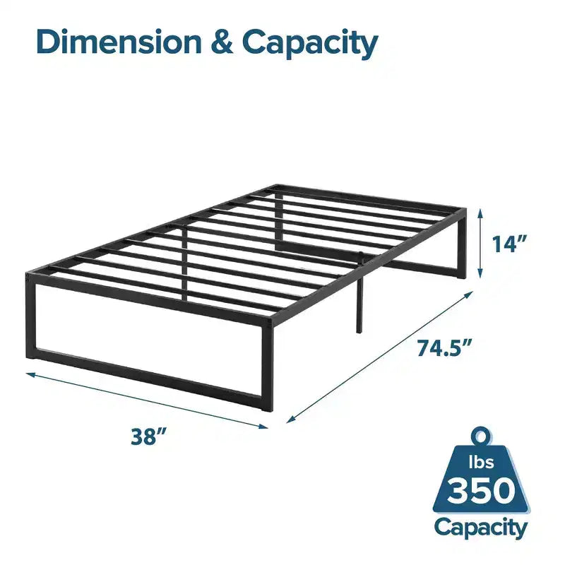 14" metalen platformbedframe – stevig staal, geen boxspring nodig, zwart