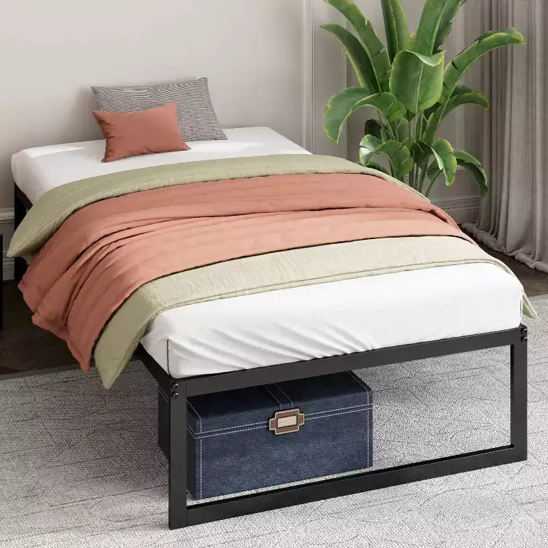 14" metalen platformbedframe – stevig staal, geen boxspring nodig, zwart